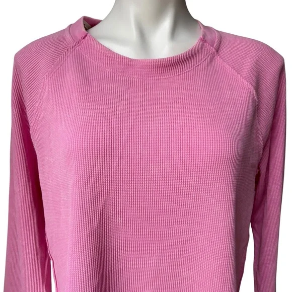Sunnyside by SUNDRY Pink Stonewashed Waffle Knit Pullover Top, Sz Lg - Picture 7 of 14